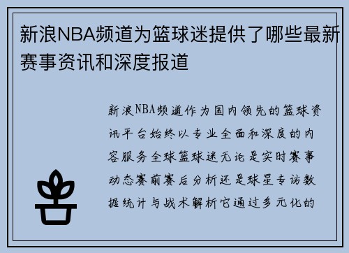 新浪NBA频道为篮球迷提供了哪些最新赛事资讯和深度报道